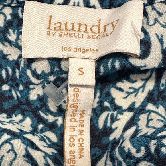 Laundry by Shelli Segal Women Small Top Blue Filigree Lightweight Button Up - Picture 5 of 8